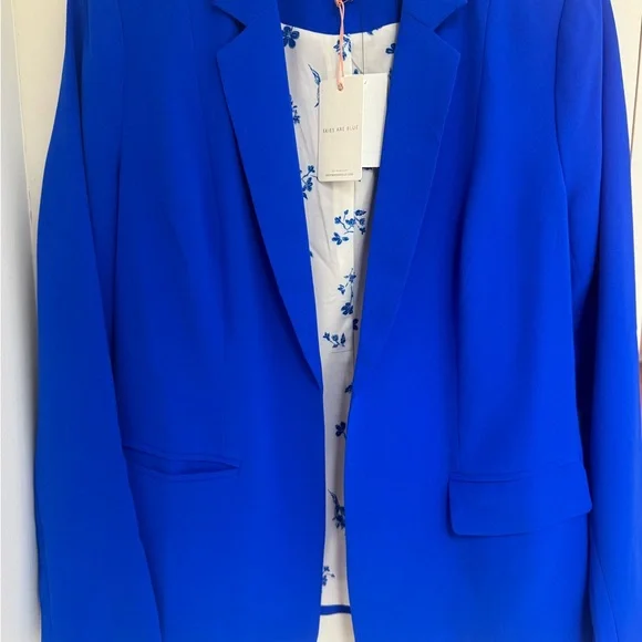 Skies Are Blue Vibrant Blue Women's Blazer - Picture 9 of 12